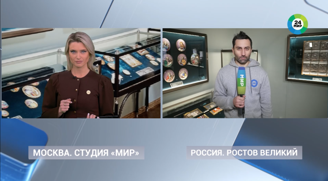 Кадр из репортажа о финифти в музее &laquo;Ростовский кремль&raquo;